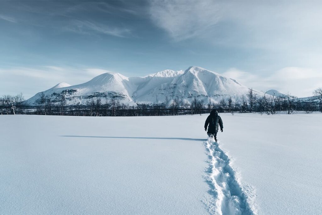 Hiking towards Ahkka west of Jokkmokk in Swedish Lapland