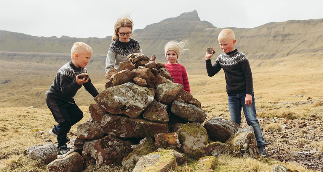 Kids in nature in Faroe Islands