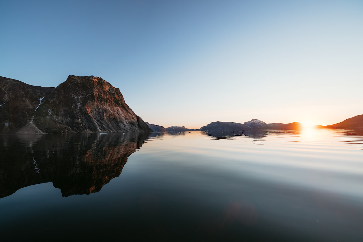 Sunset in Nuuk fjord