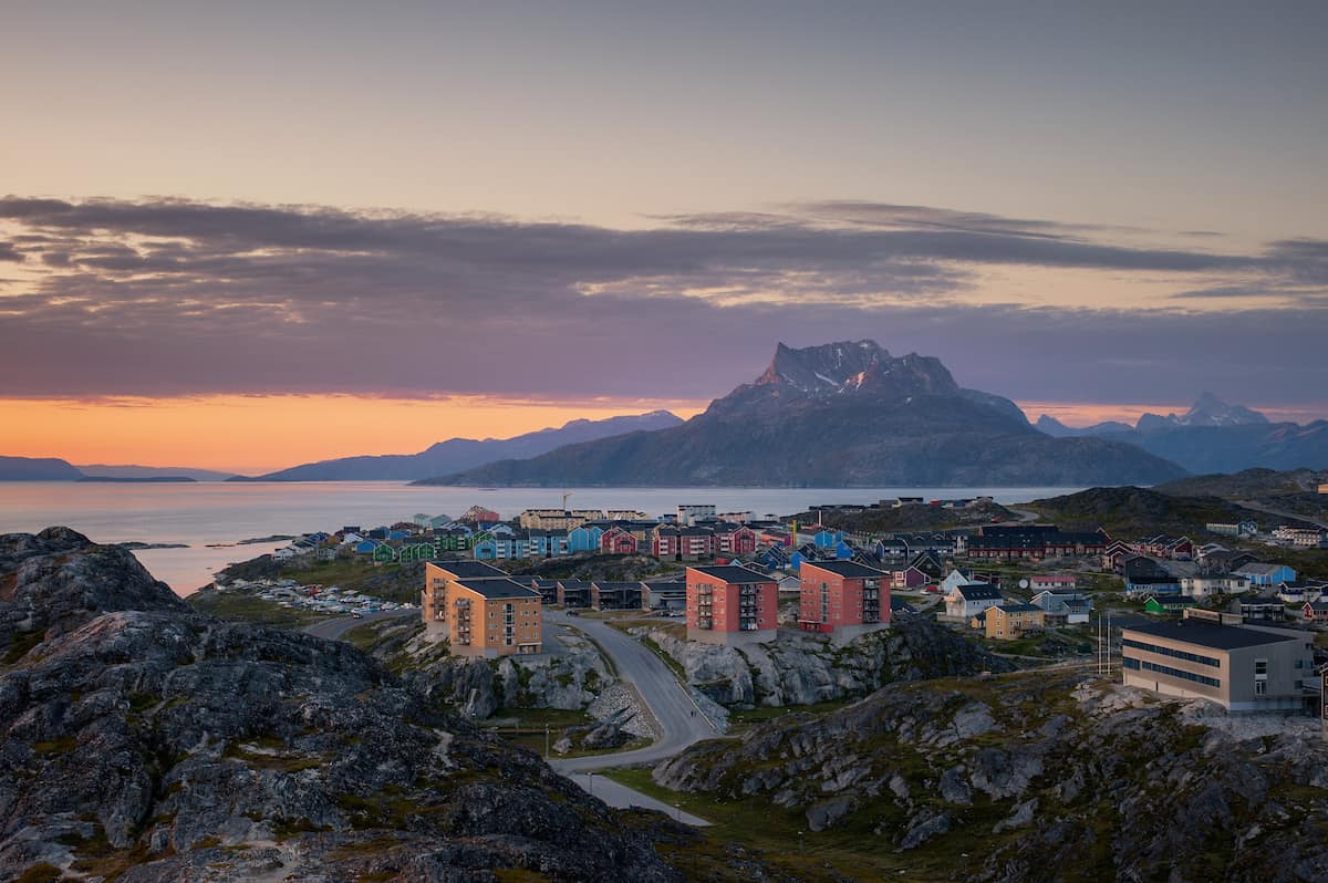 View over Nussuaq at sunset