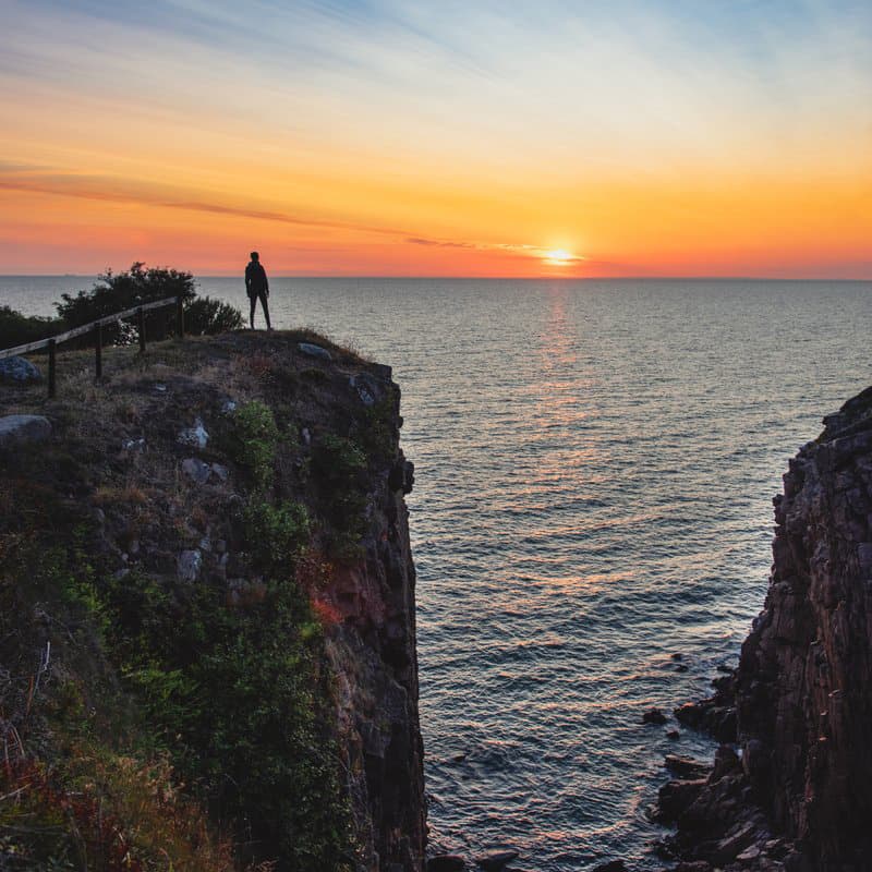 Hammershus coast sunset in Bornholm