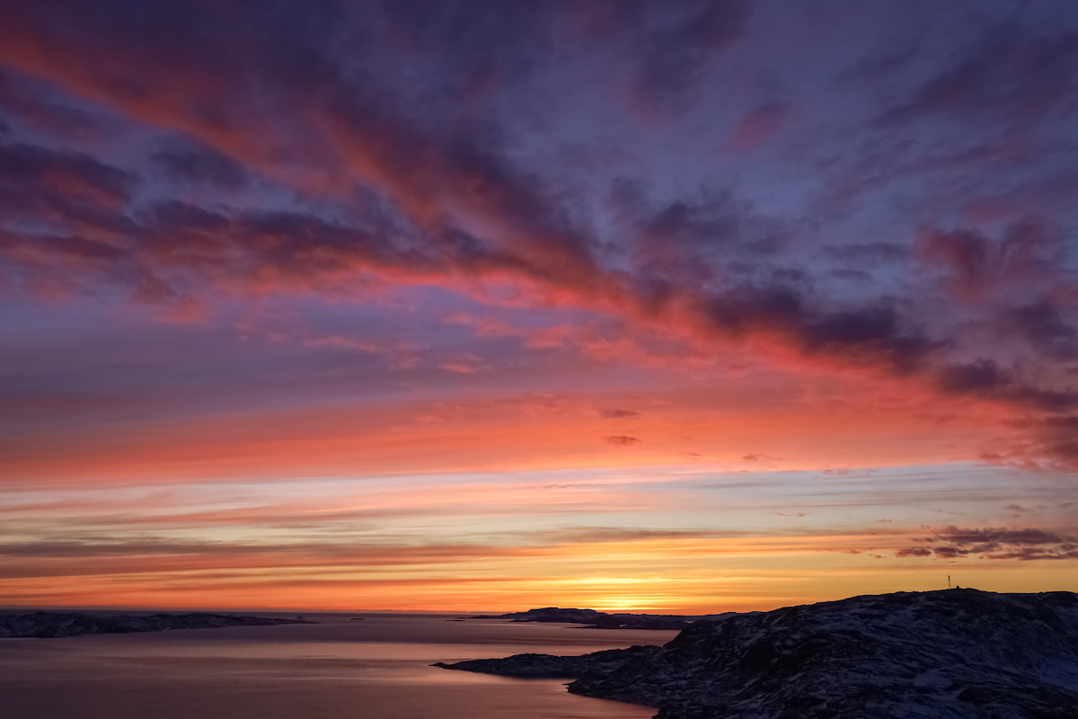 Lowers sunset light in Qaqortoq