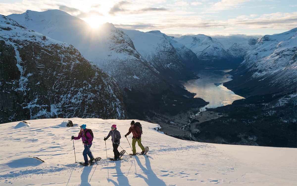 Snowshoe hiking in Loen