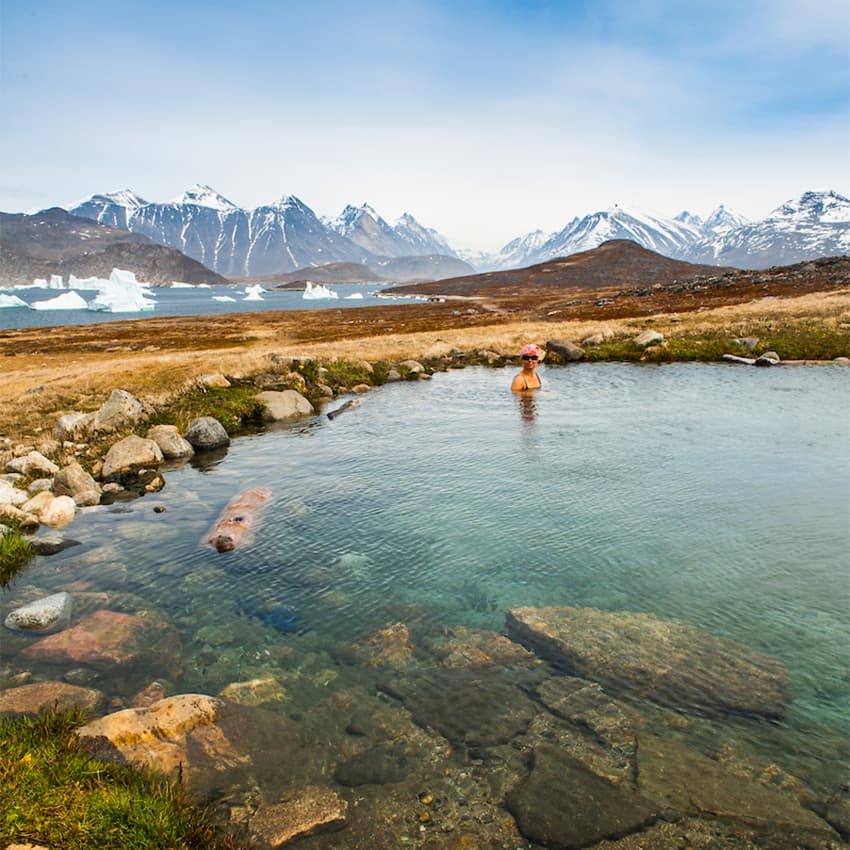 View of Uunartoq hot springs in greenland