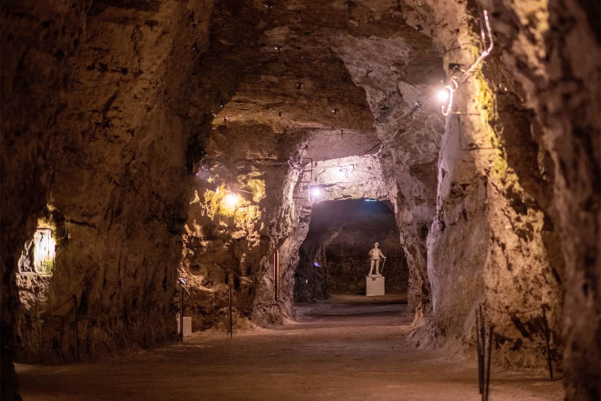 Underground sculpture museum inside Thingbæk Limestone Mine near Aalborg, Denmark